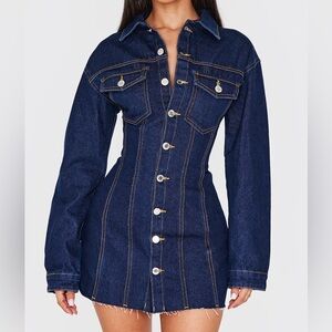 PrettyLittleThing Dark Blue Denim Dress